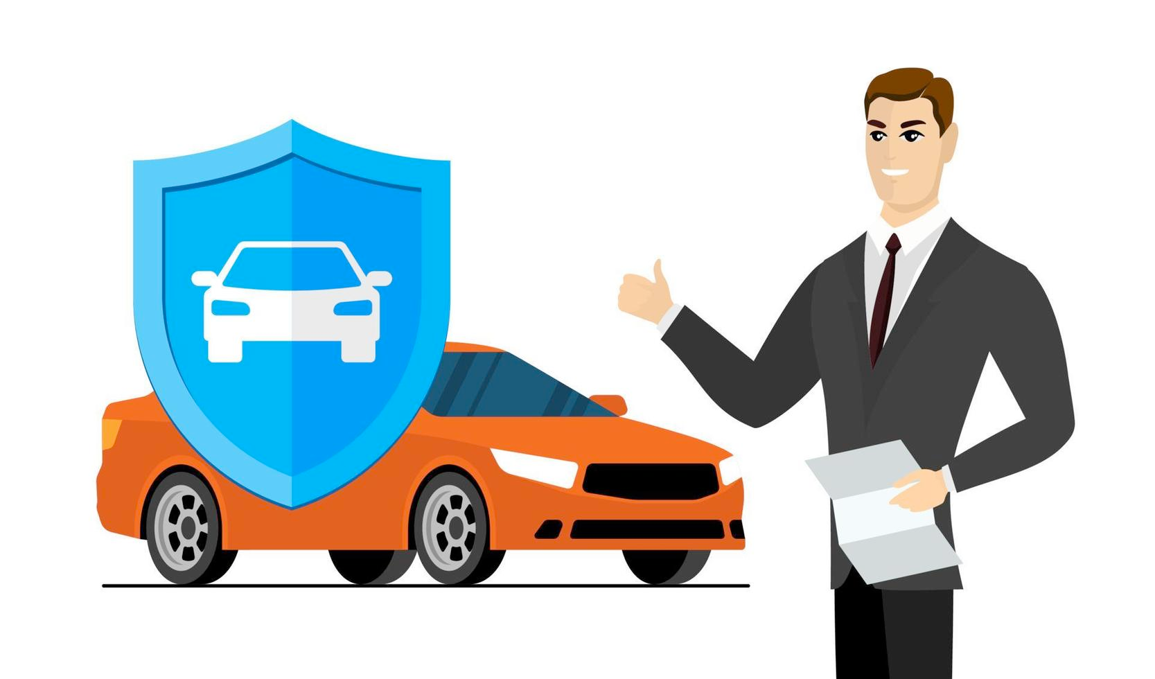 Graphic showing a secure digital car insurance verification with a shield icon